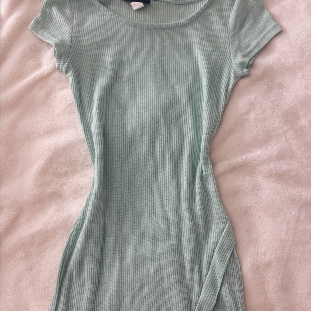 Chic Mint Ribbed Mini Dress